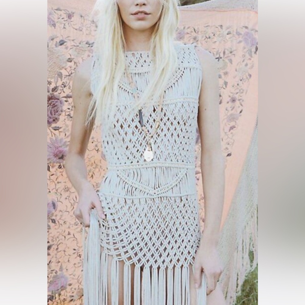 Zara Macrame crochet fringe dress coverup